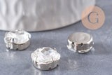 Cabochon carré cristal métal platine à coudre12mm, x5 (G0456)