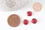 Cabochon carré jade naturel teinté rouge 8x8mm, x1 (G9687)