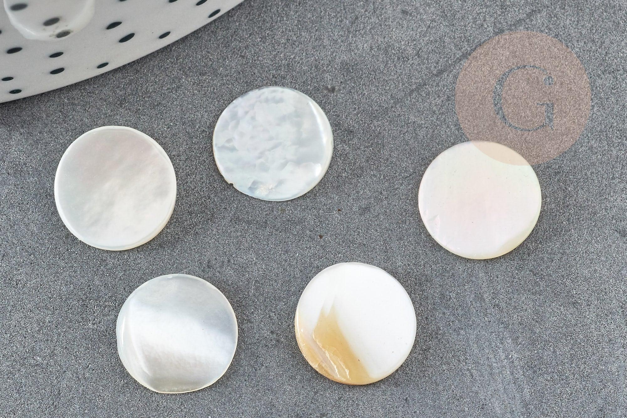 Cabochon disque nacre blanche naturelle 12mm, x1 G8540