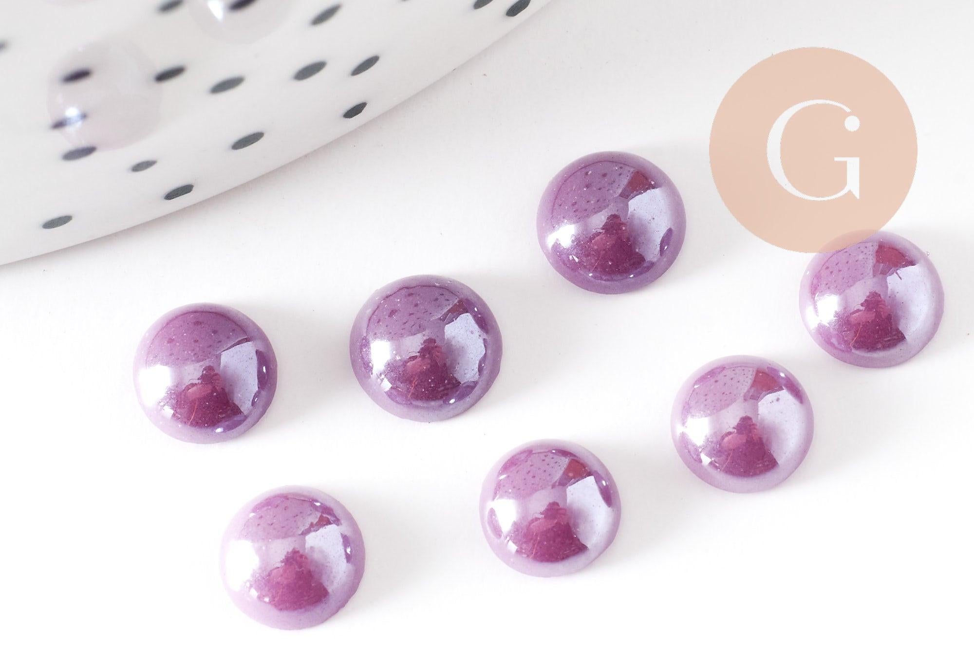 Cabochon dôme rond verre irisé 9mm, x20 (3 GR) (G1550)