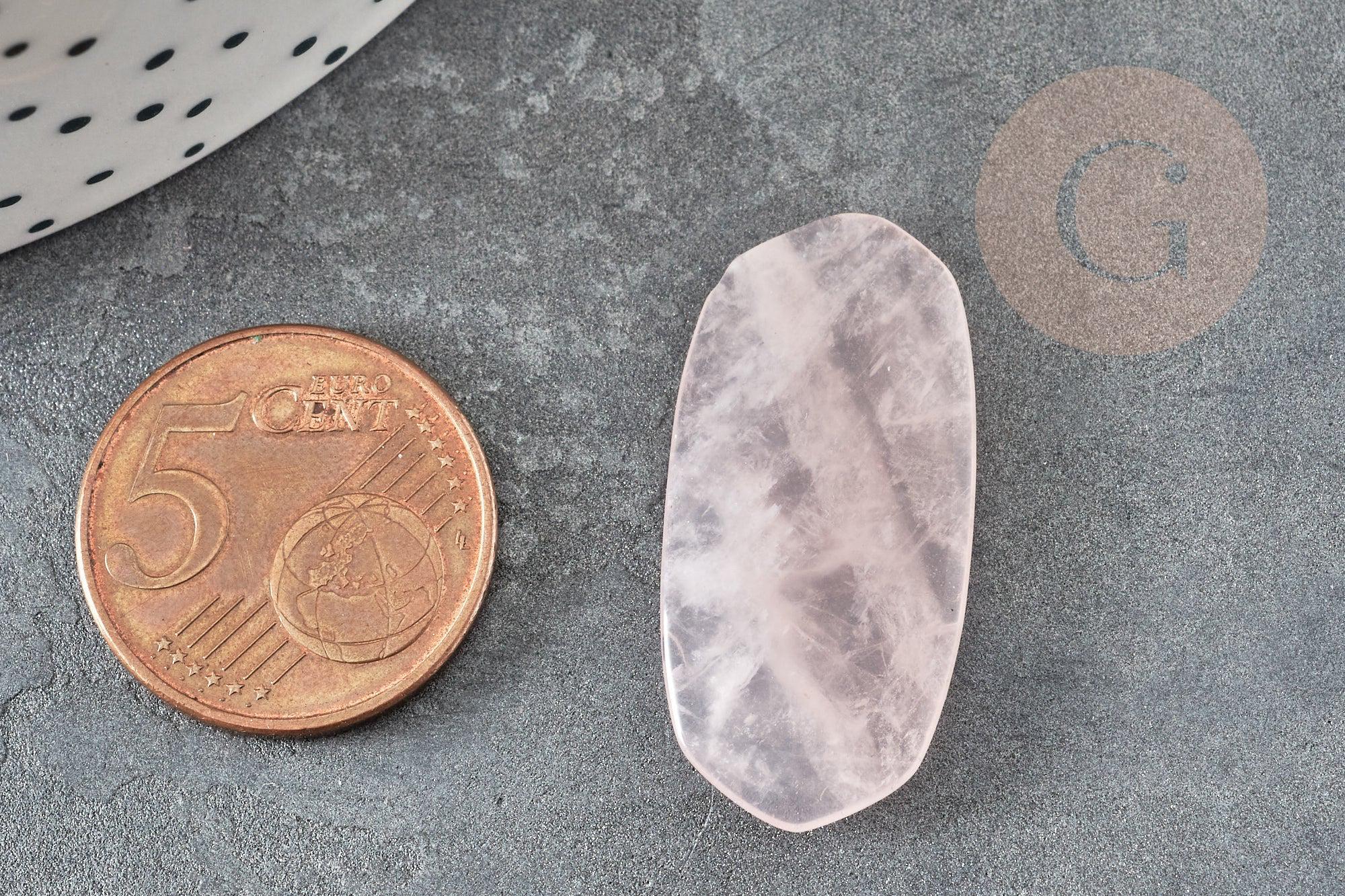 Cabochon hexagone quartz rose naturel 32mm, x1 (G2222)