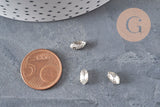10x Platinum Plated Brass Shuttle Clear Crystal Cabochon, 8x4mm (G11191)