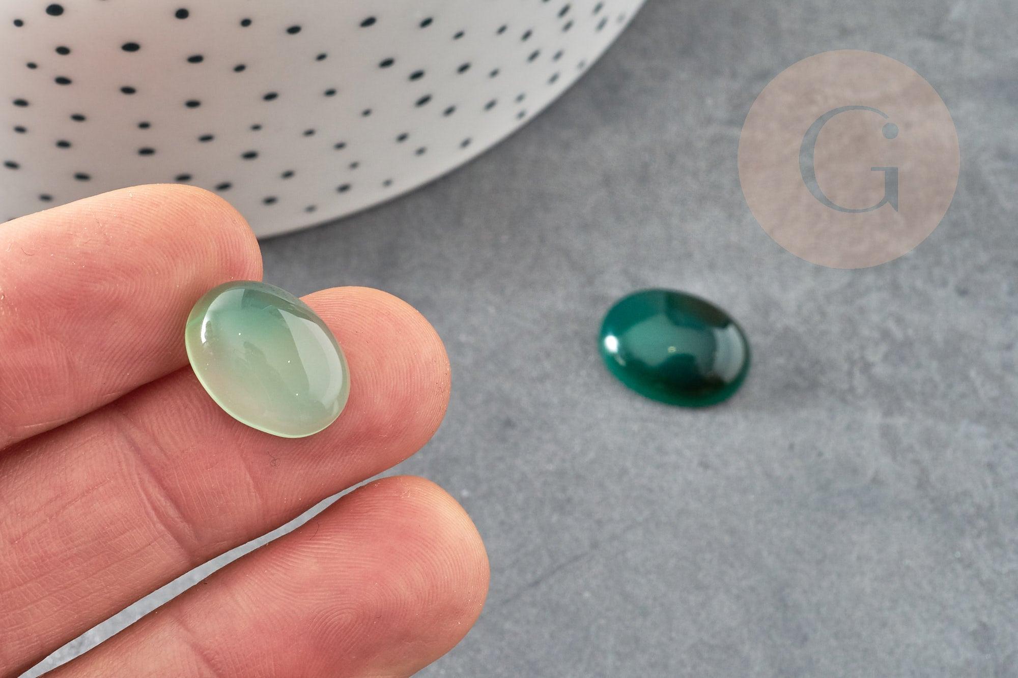 Cabochon ovale agate naturelle vert 16x12mm, x1 (G2244)