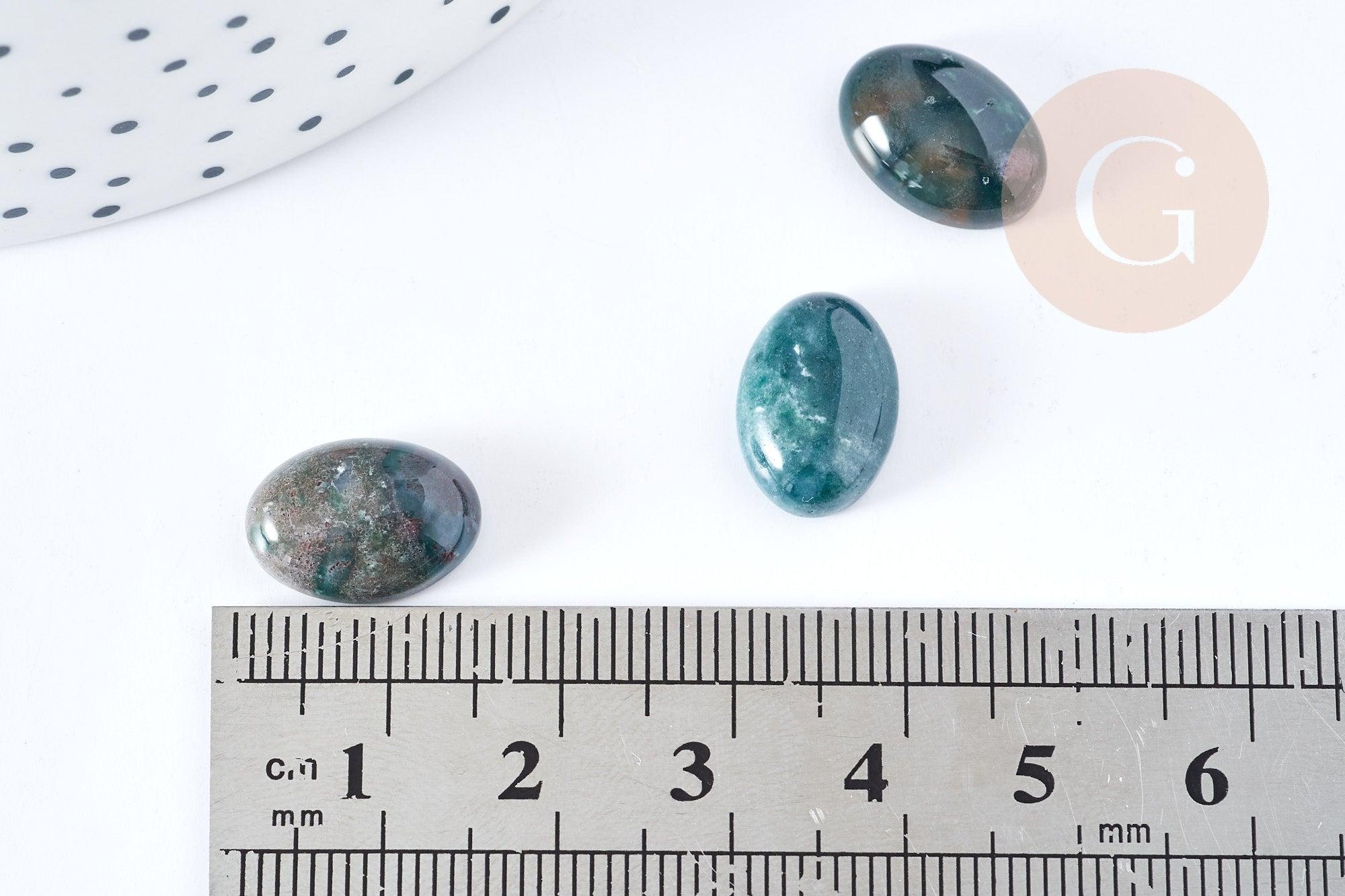 Cabochon ovale agate verte naturelle 14x10mm, x1 (G8669)