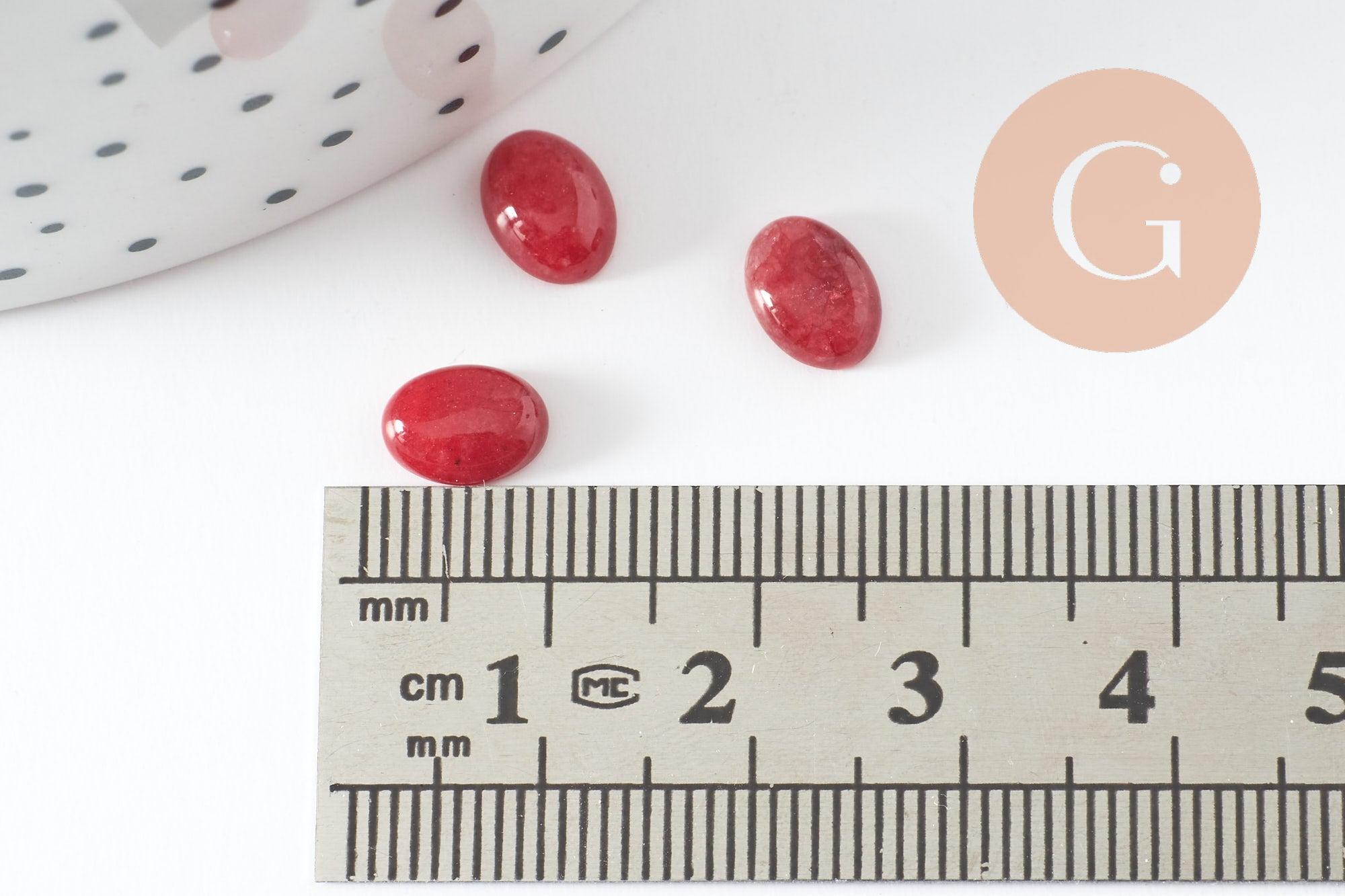 Cabochon ovale jade naturel rouge 8x6mm, x1 (G10124)