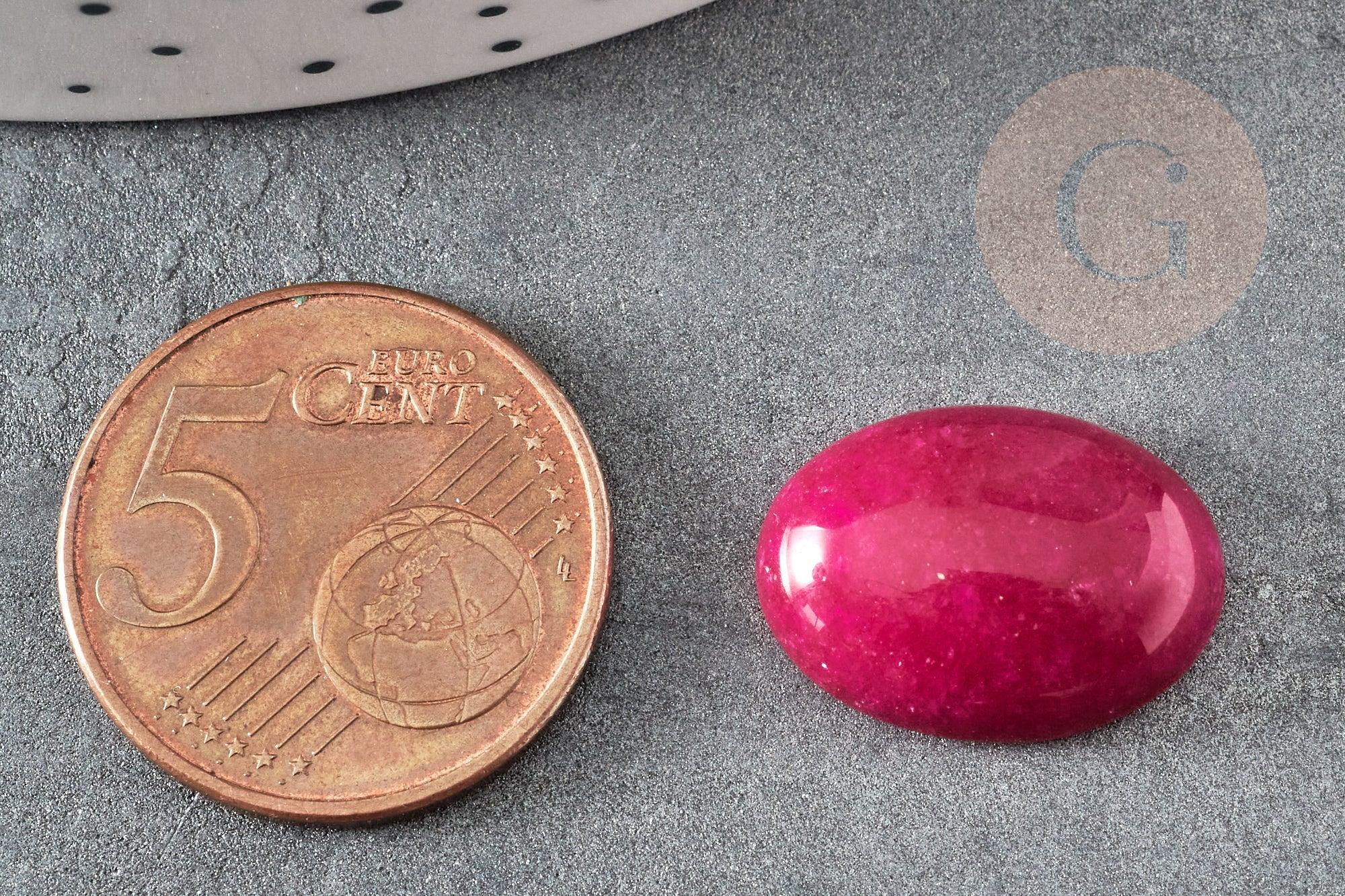 Cabochon ovale jade naturel rouge magenta 18 x13mm, x1 (G2695)