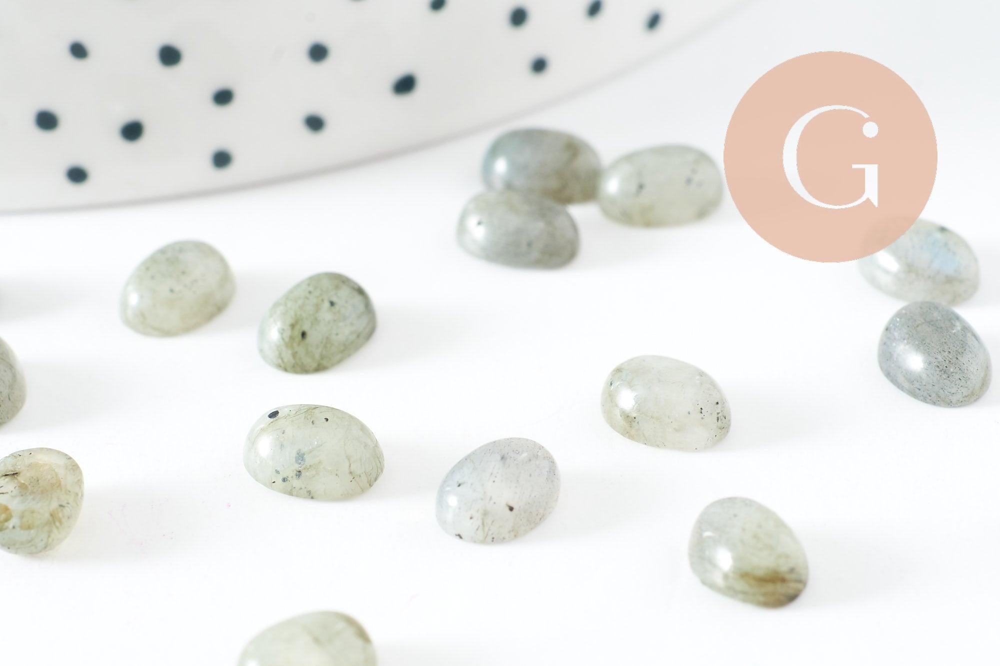 Cabochon ovale labradorite naturelle 8x6mm, création bijoux pierre naturelle, x1 (G10176)