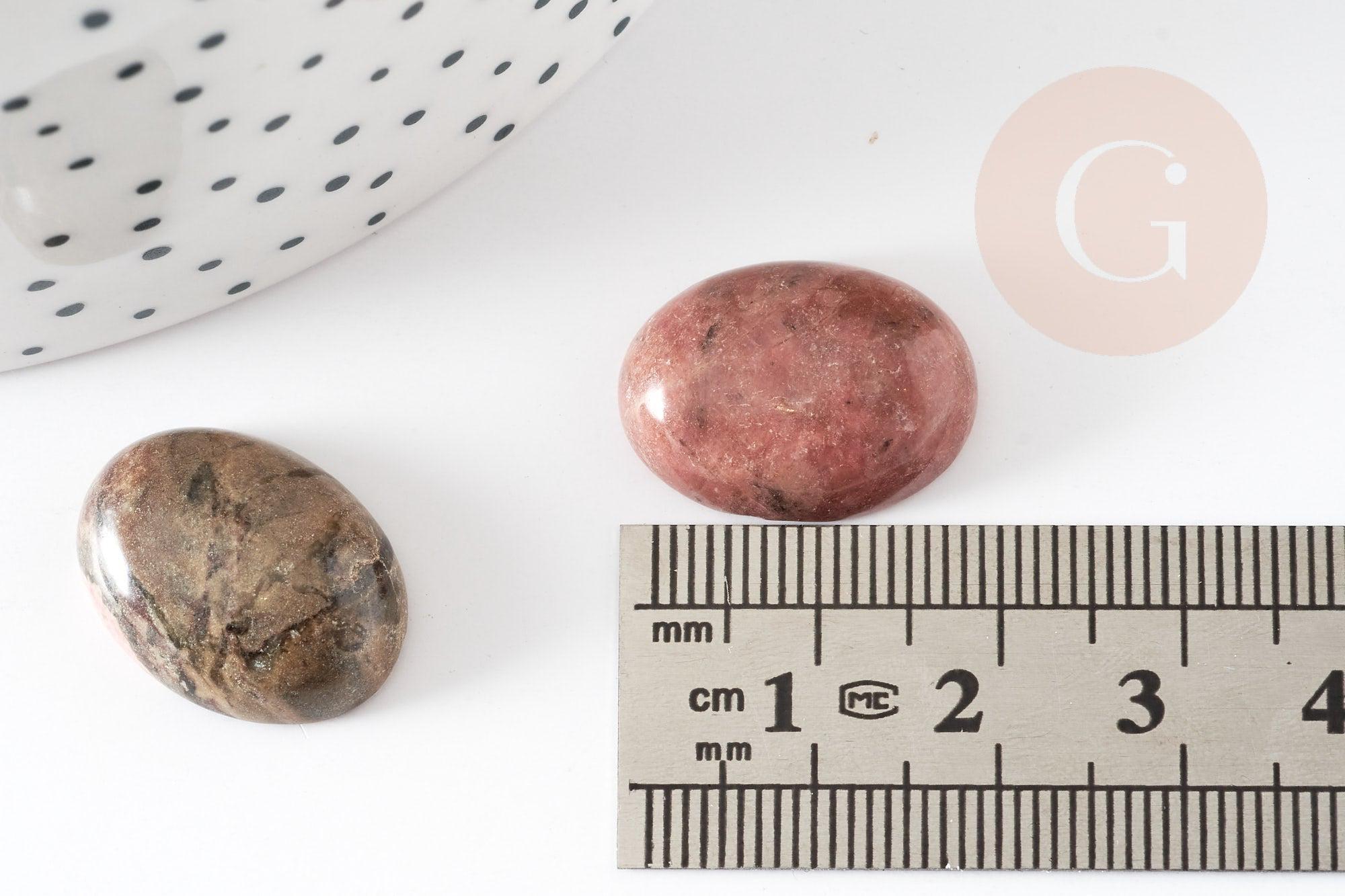 Cabochon ovale rhodonite naturelle 20x15mm, x1 (G2237)