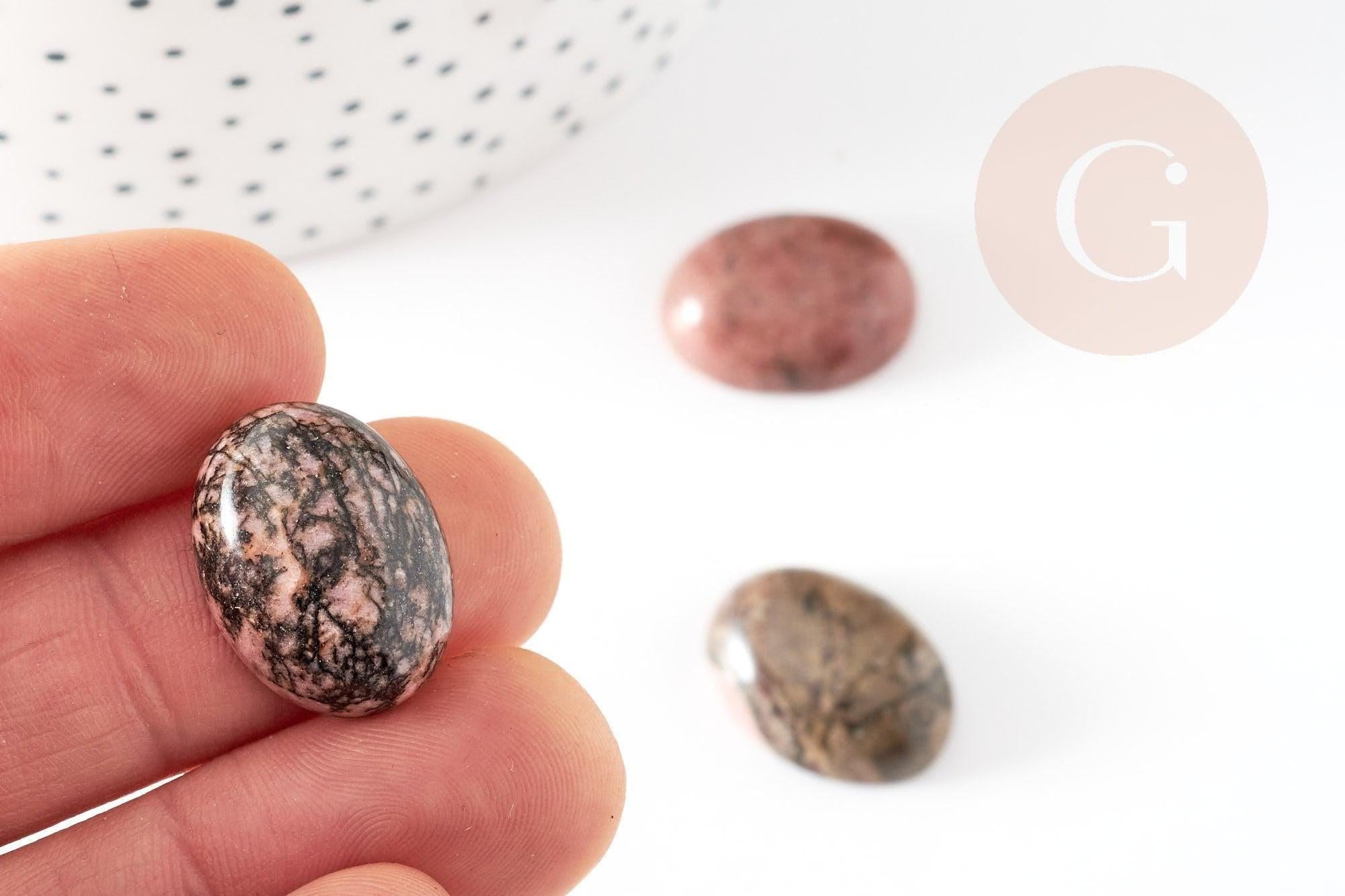 Cabochon ovale rhodonite naturelle 20x15mm, x1 (G2237)