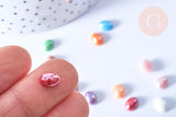 Cabochon ovale verre irisé multicolore 8x6mm, x10 (G8705)