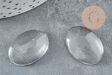 Cabochon ovale verre transparent 25mm, x10 (G0269)