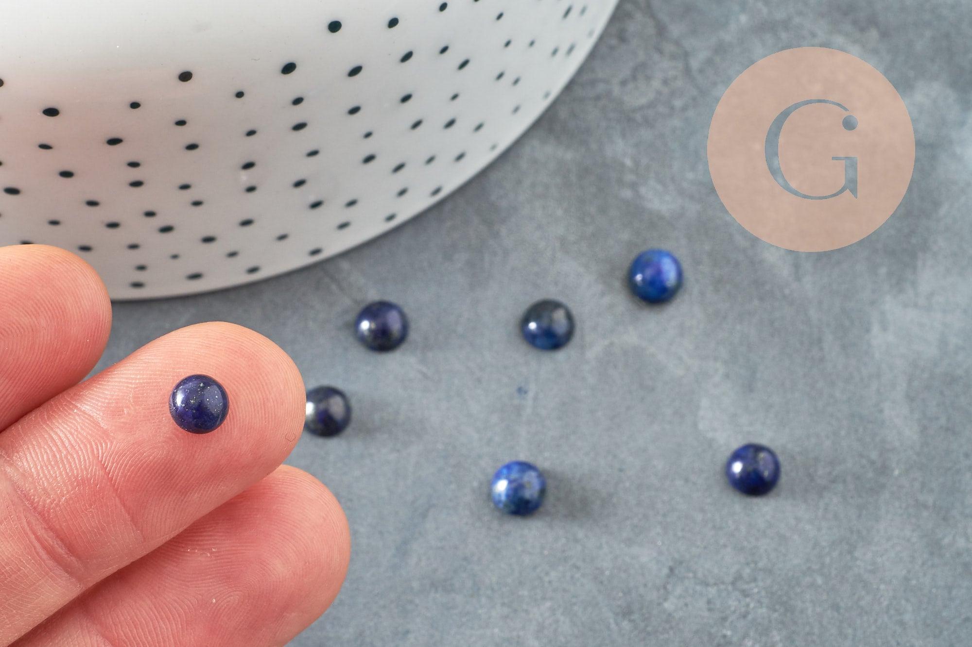 Cabochon rond Lapis Lazulis naturel 6mm, x1 (G0176)