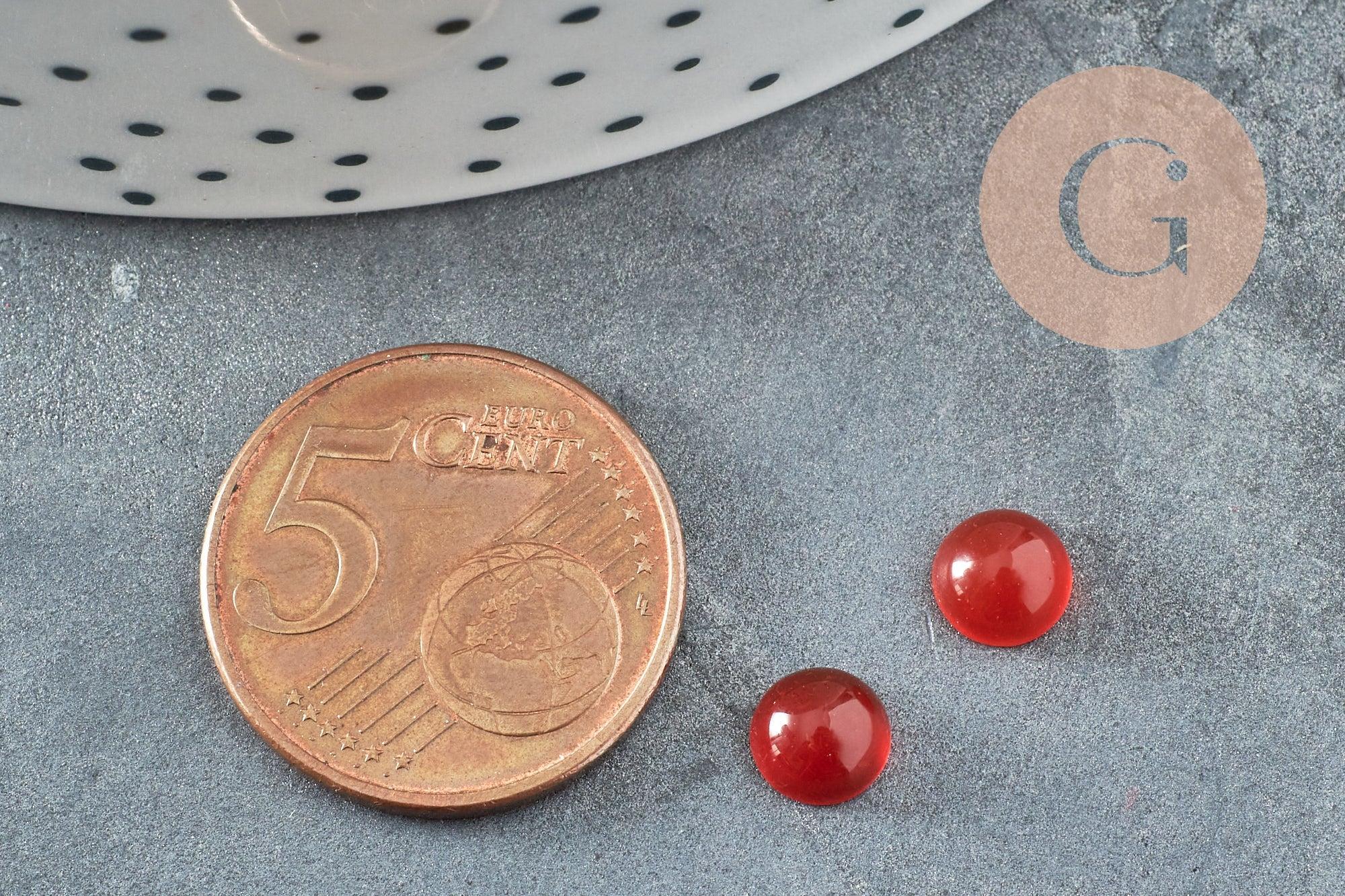 Cabochon rond agate naturelle orange 6mm, x1 (G0409)