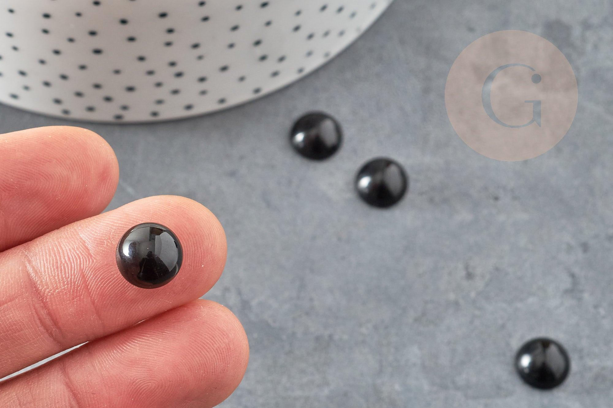 Cabochon rond agate naturelle teintée noir 10mm, x1 (G1142)