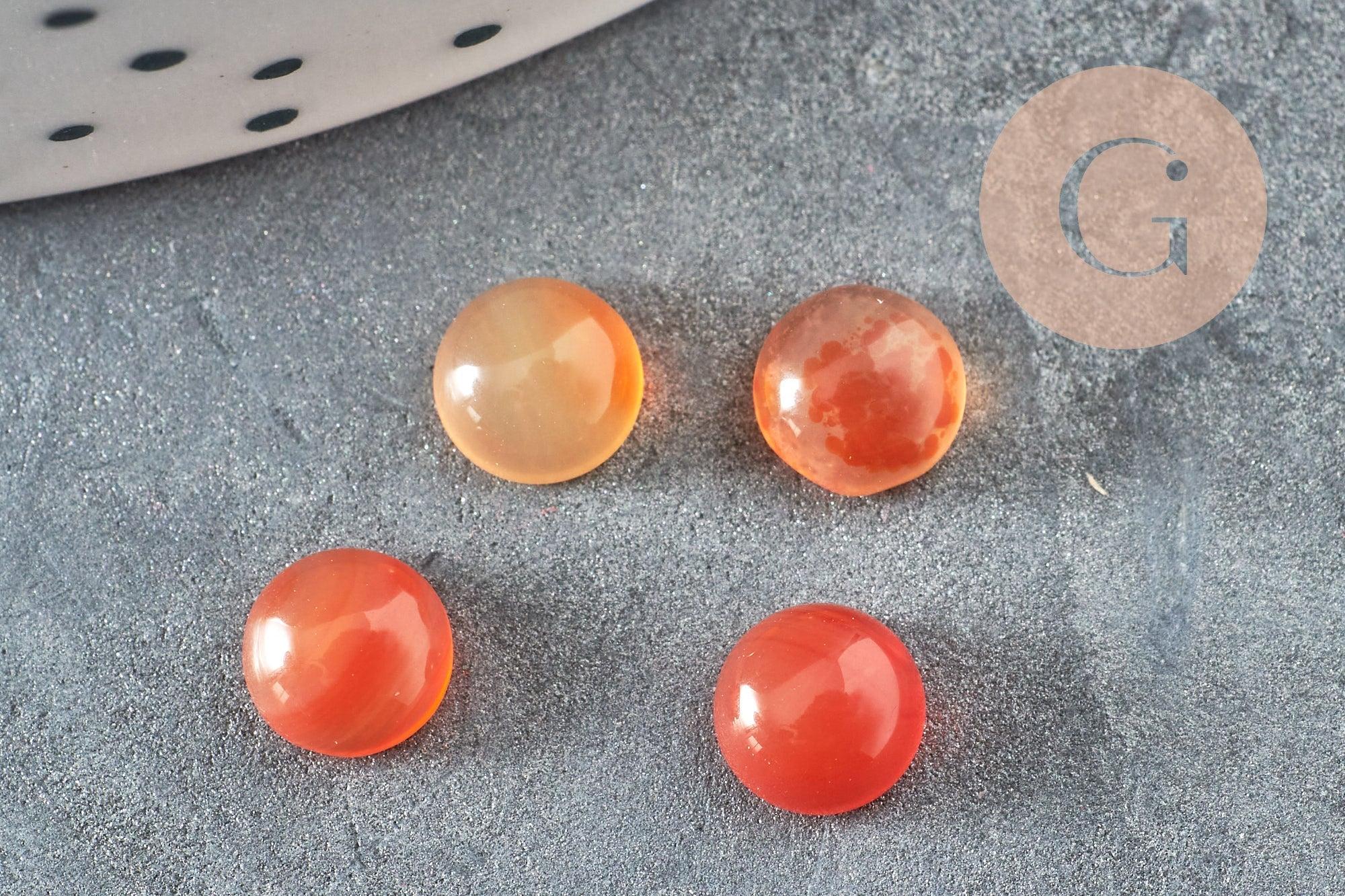Cabochon rond agate naturelle teintée orange 6mm, x1 (G2590)