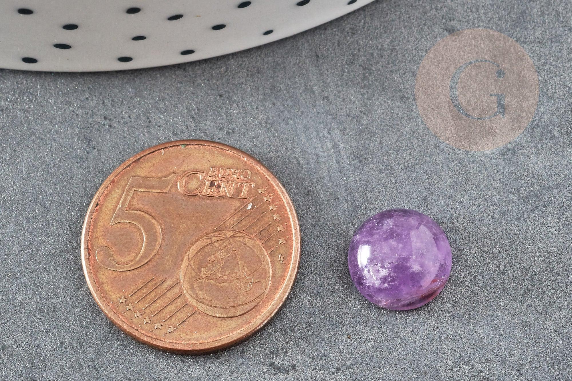 Cabochon rond améthyste naturelle 10mm, x1 (G0318)