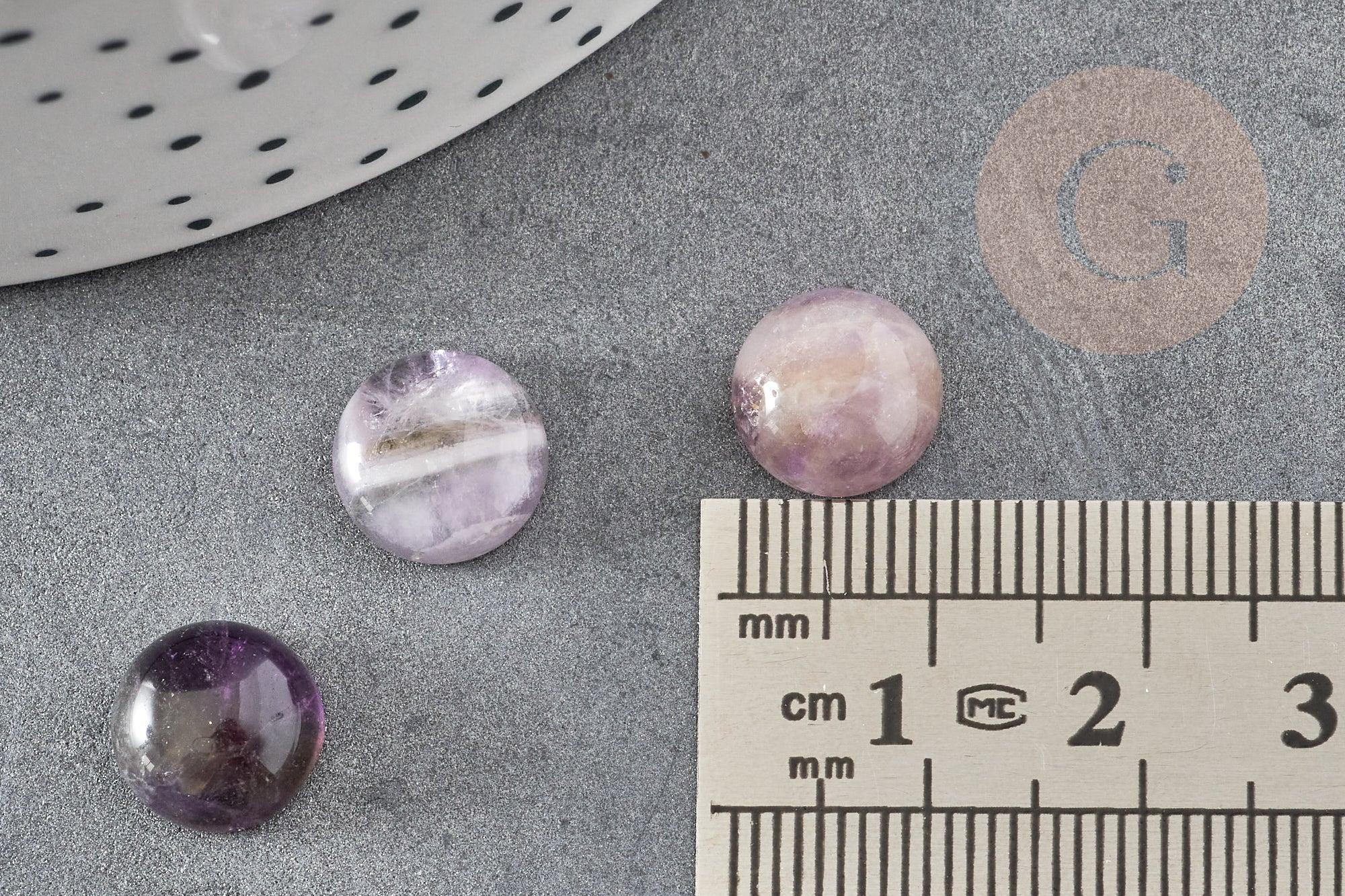 Cabochon rond améthyste naturelle 10mm, x1 (G2685)