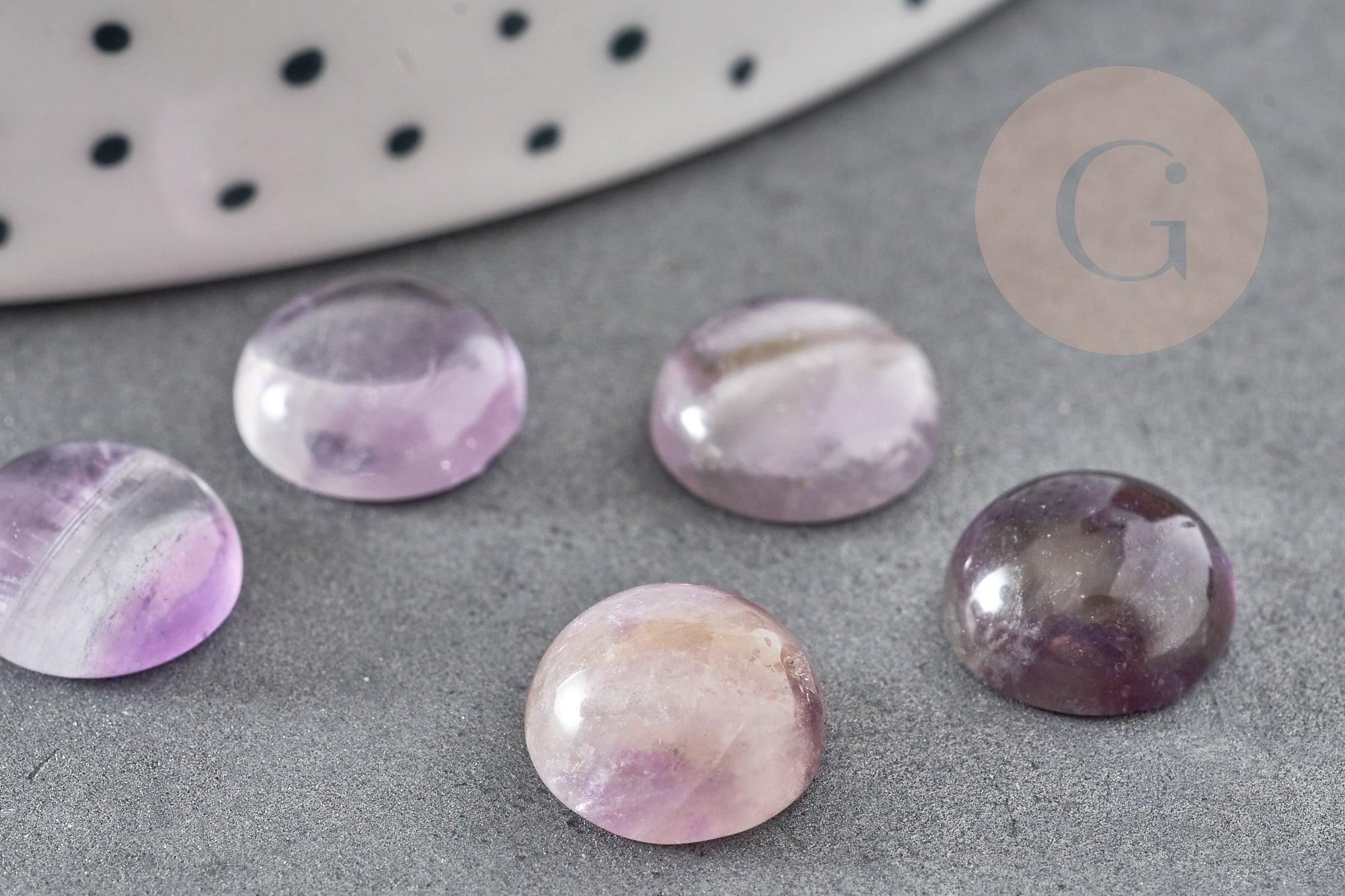 Cabochon rond améthyste naturelle 10mm, x1 (G2685)