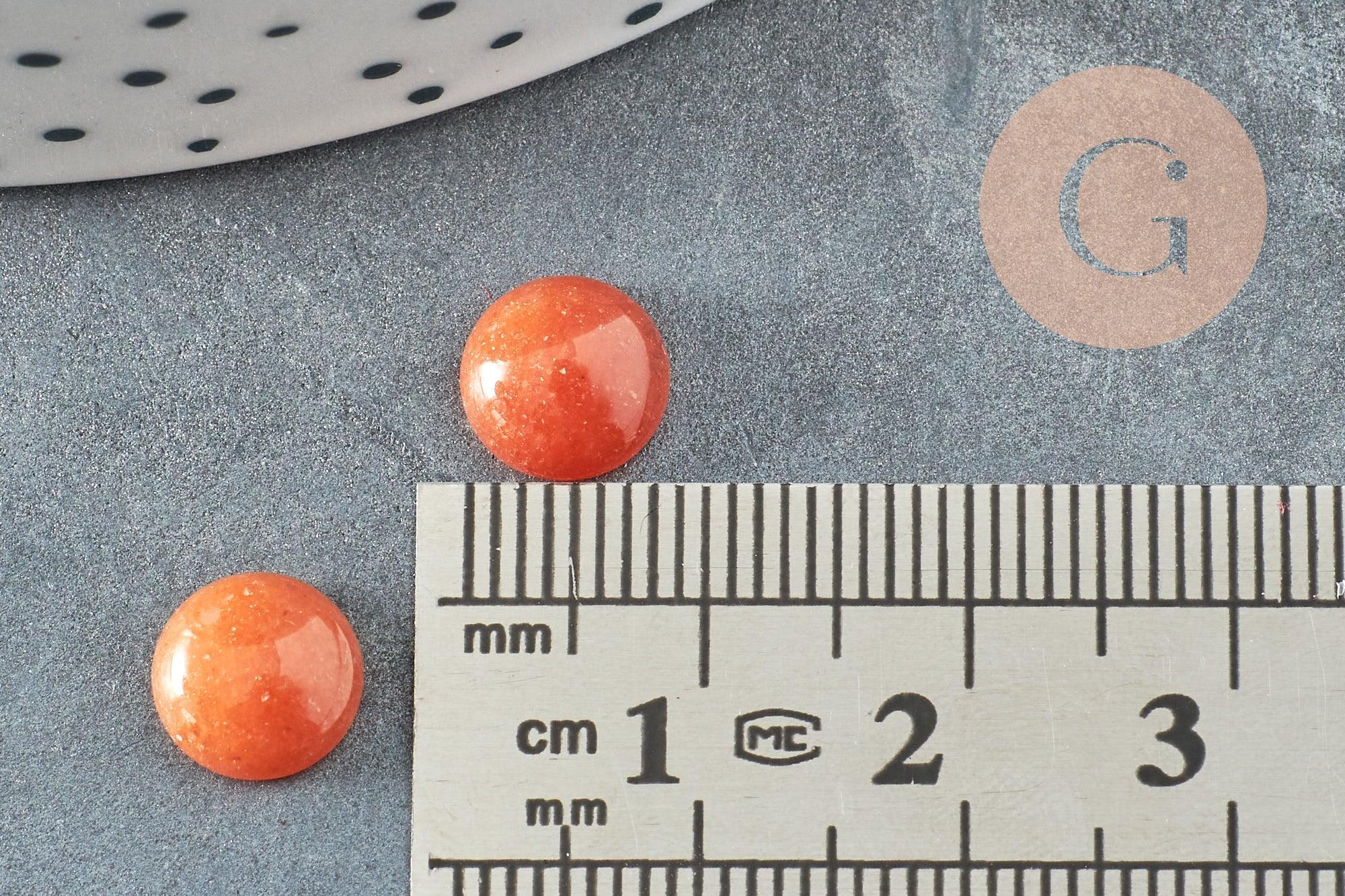Cabochon rond aventurine rouge naturelle 8mm, x1 (G2230)
