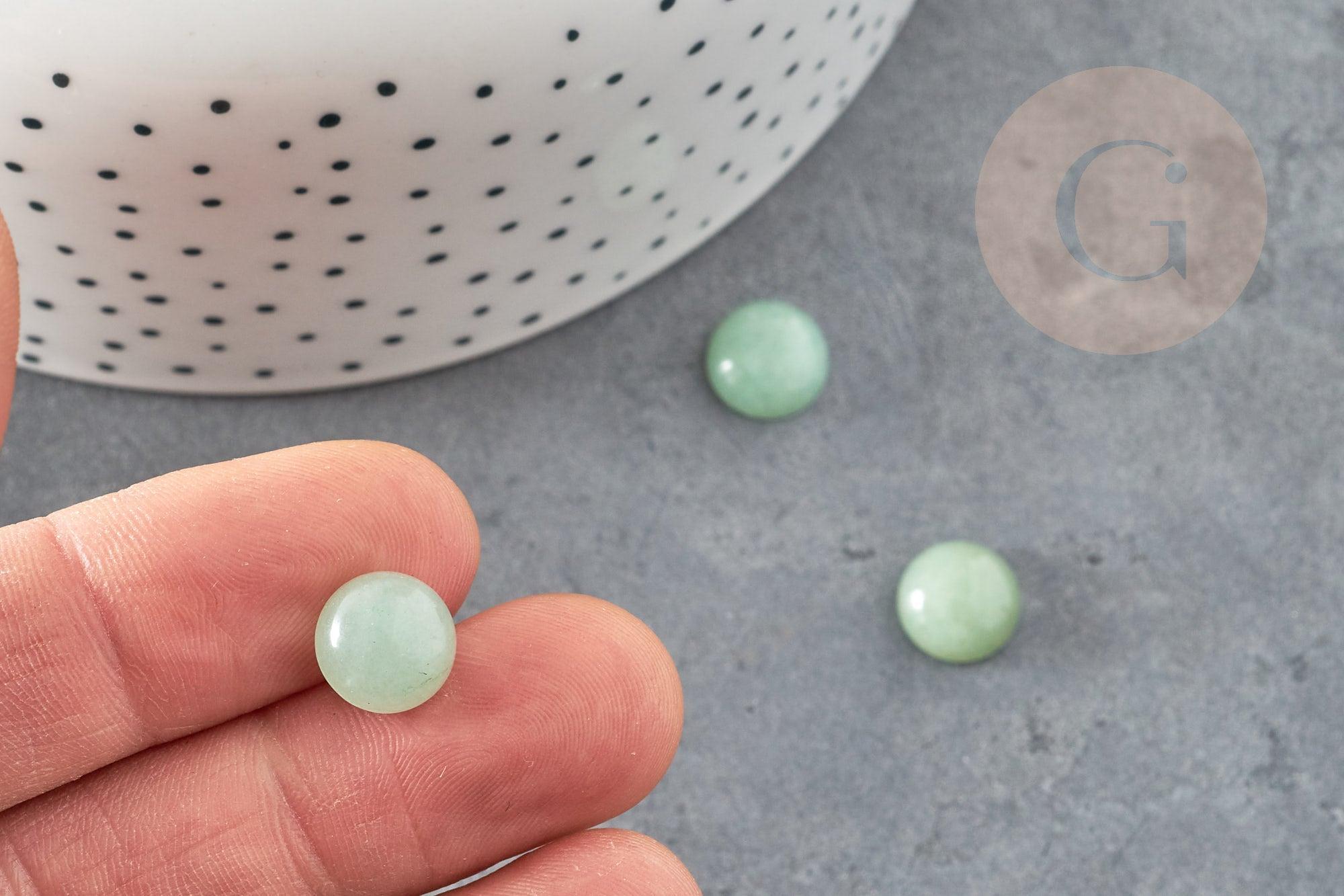 Cabochon rond aventurine verte naturelle, 10mm, x1 (G0317)