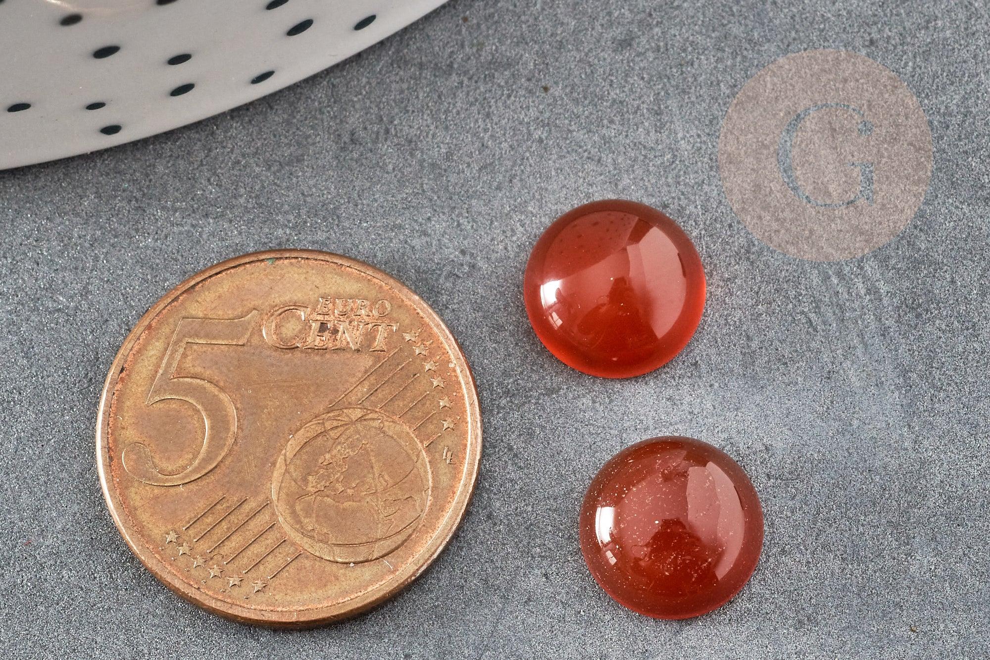 Cabochon rond cornaline orange 10mm, x1 (G2436)