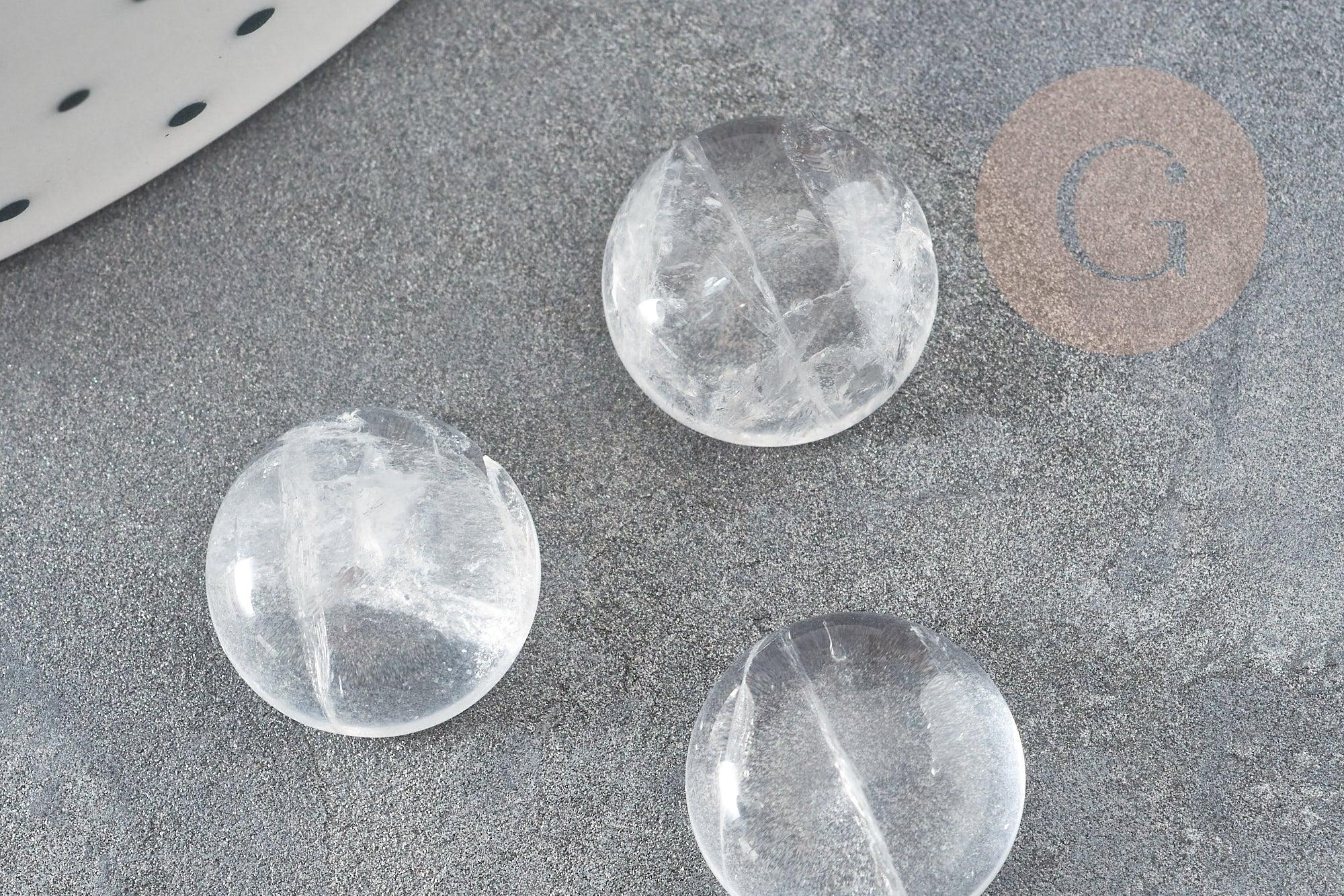 Cabochon rond cristal de roche naturel 12mm,x1 (G9361)