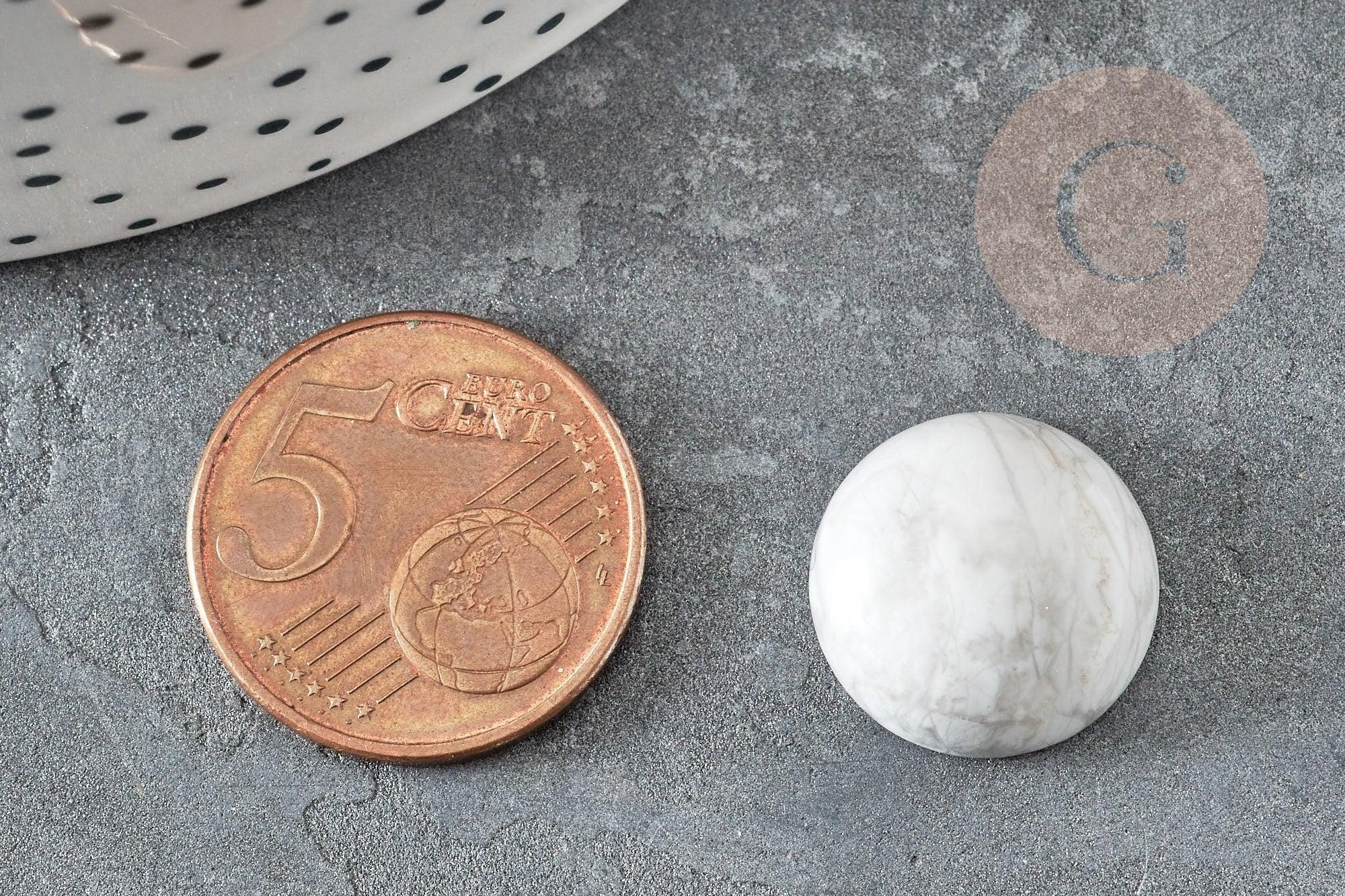 Cabochon rond howlite blanche naturelle 16mm, x1 (G2900)