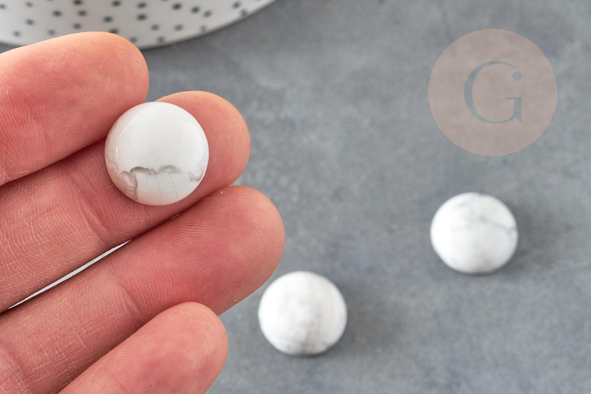 Cabochon rond howlite blanche naturelle 16mm, x1 (G2900)