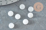 Cabochon rond jade naturel blanc 6mm, x1 (G1351)