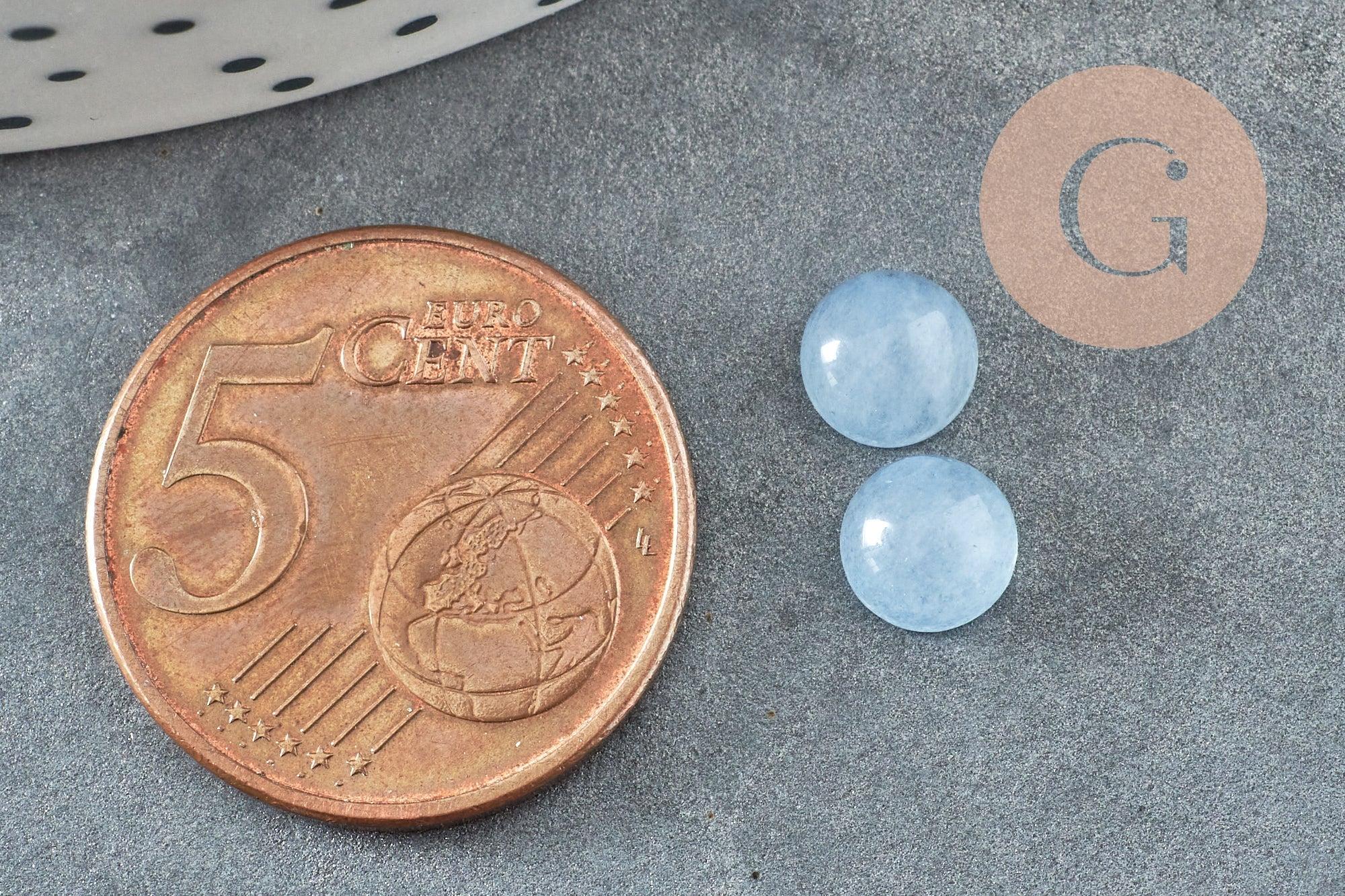 Cabochon rond jade naturel bleu ciel 6mm, x1 (G1606)