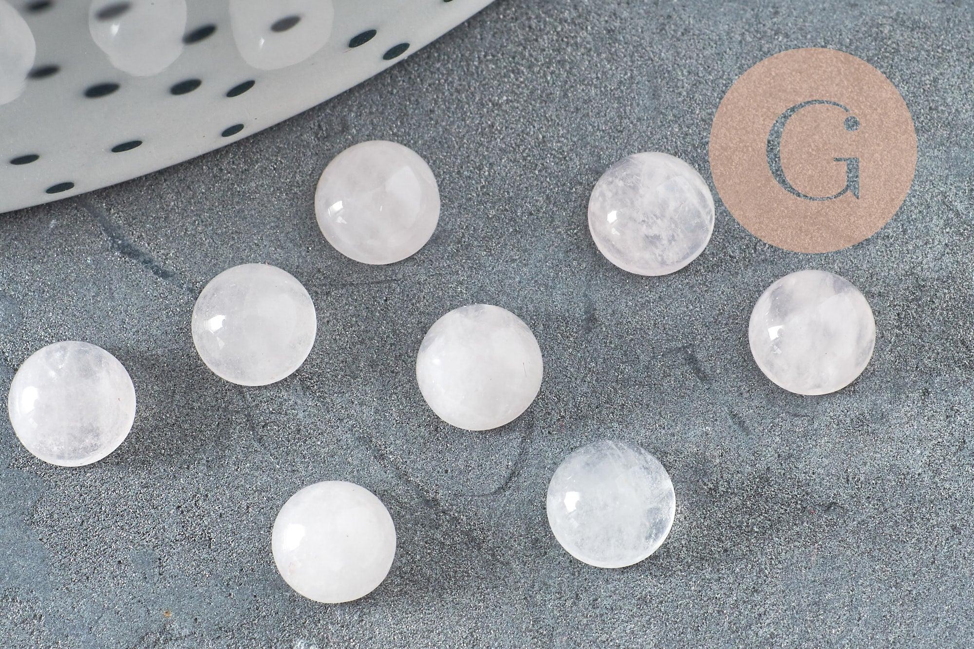 Cabochon rond jade naturel rose 6mm, x1 (G1837)