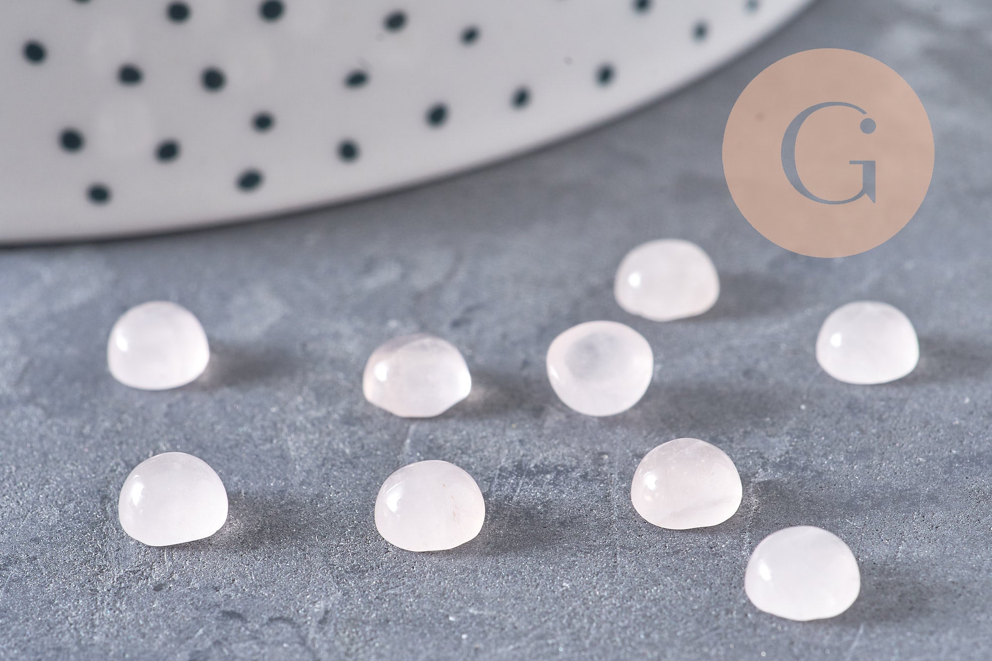 Cabochon rond quartz rose naturel 6mm, x1 (G4756)