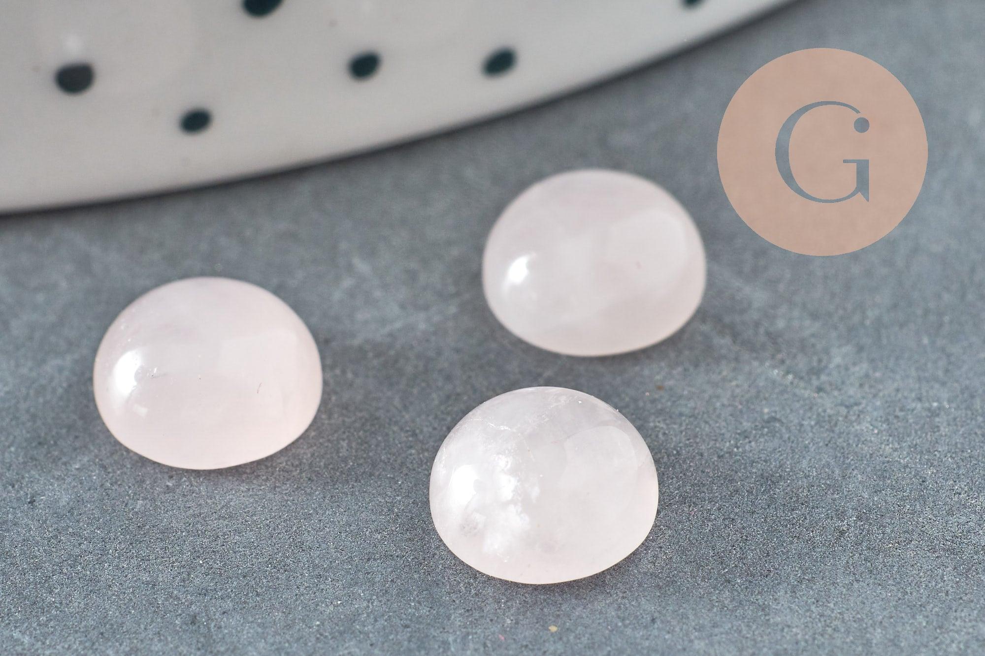 Cabochon rond quartz rose naturel 8mm, x1 (G8652)