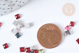 Cabochon strass plastique multicolore carré 4x4mm, x 5 grammes (G8338)