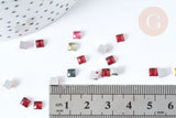 Cabochon strass plastique multicolore carré 4x4mm, x 5 grammes (G8338)