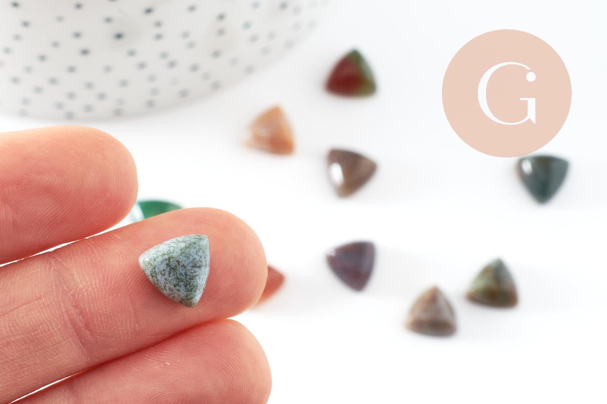 Cabochon triangle agate indienne naturelle 9,5-10mm, x1 (G7248)