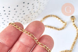 Collier Chaine avec fermoir acier doré 18k figaro 3mm-45cm, x1 (G1491)