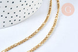 Collier Chaine avec fermoir acier doré 18k figaro 3mm-45cm, x1 (G1491)
