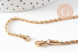 Collier Chaine avec fermoir torsadée acier inoxydable doré 14k 2.5mm/50cm x1 (G1474)