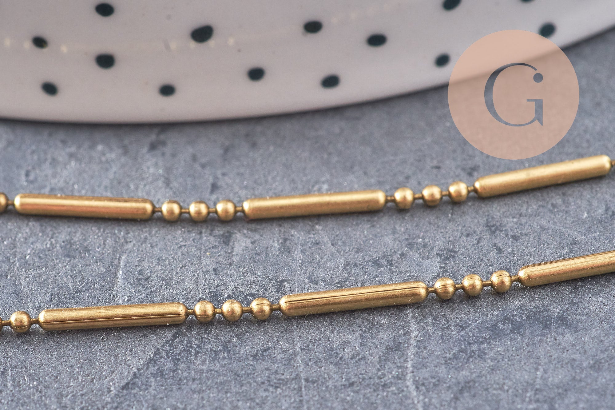 Chaine boule bambou laiton brut, chaine bijou, sans nickel, grossiste,1.5mm, x 5Mètres (G0067)
