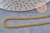 Chaine boule double laiton brut,chaine bijou, création bijoux,chaine boule,sans nickel, grossiste,1.5mm, 1 metre (G0654)