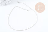 Collier Chaine boule fine laiton platine boule facettes 1.5mm/45cm,chaine collier laiton argenté chaine complète avec fermoir x1 G6202