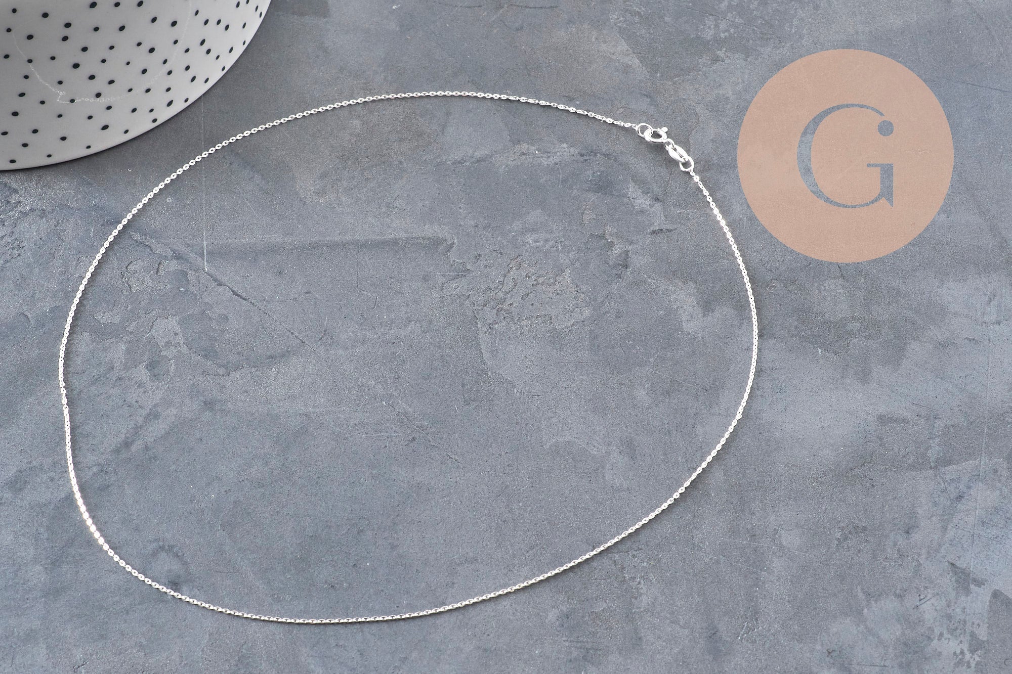 Chaine collier forçat très fine argent 925 massif 0.9mm - 45cm, x1 (G5342)