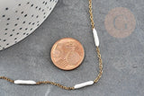 Collier Chaine complète acier inoxydable PVD/IP dorée 14k fantaisie résine blanche 2mm/45cm, chaine avec fermoir x1 G9373
