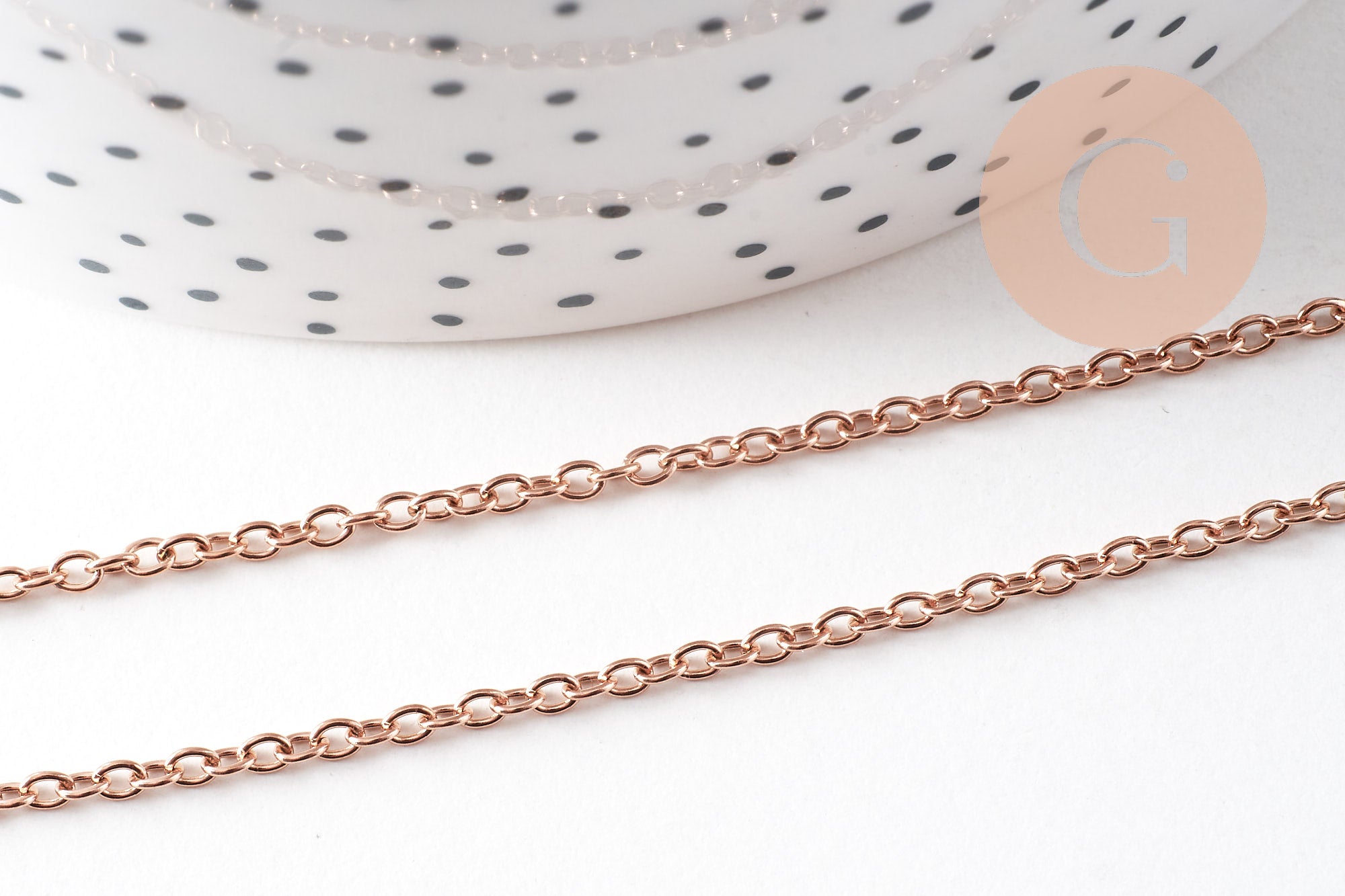 Collier Chaine complète avec fermoir acier inoxydable or rose IP 14k forçat 1.9mm/45cm, x1 (G10612)