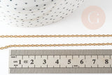Collier Chaine complÚte forçat acier 304 inoxydable doré IP 2mm/50cm avec fermoir, x1 (G9300)