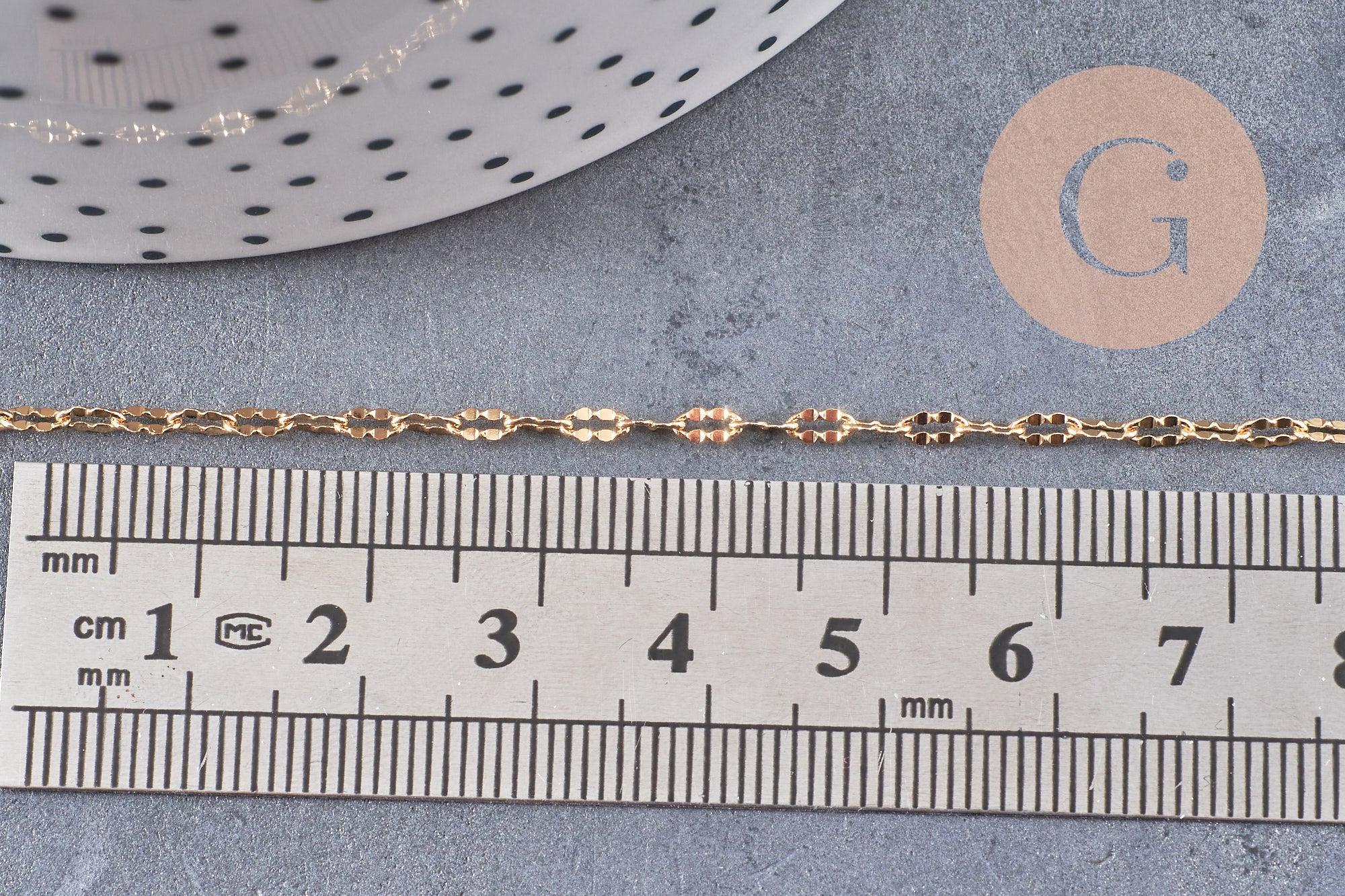 Chaine dorée 14 carats fantaisie texturée, chaine dorée,chaine plaquée or, 4mm x1metre, (G7039)