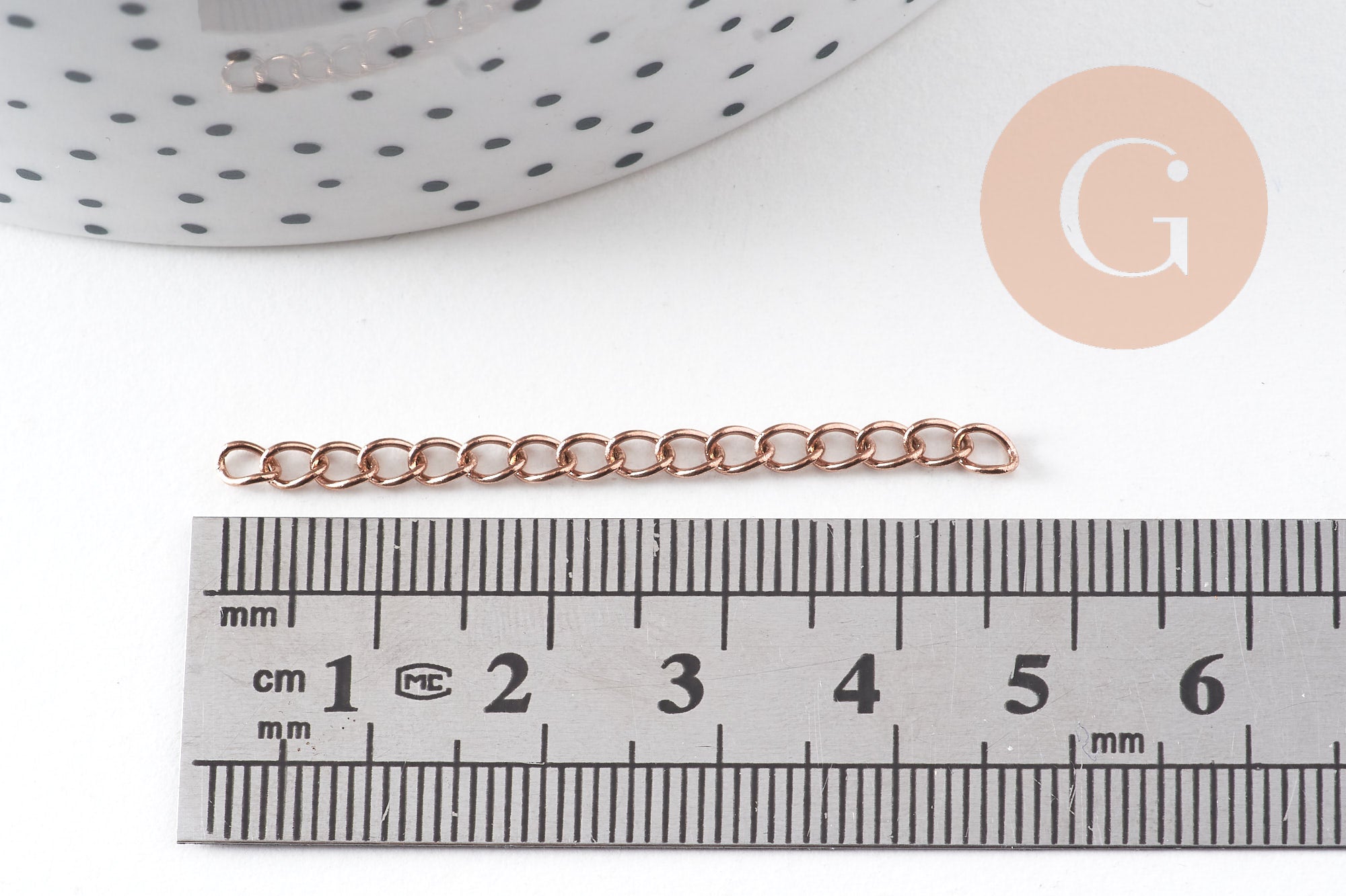 Chaine extension acier 304 inoxydable or rose IP 45-50mm, x5 (G10891)