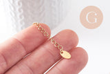 Chaine extension acier inoxydable doré PVD avec charm goutte de finition 55mm, x5 (G4625)