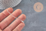 Silver stainless steel extension chain with clasp 62mm, x1 (G11190)